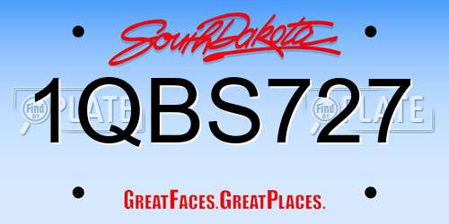 1QBS727 South Dakota License Plate