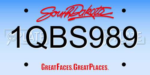 1QBS989 South Dakota License Plate