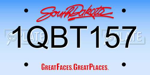 1QBT157 South Dakota License Plate