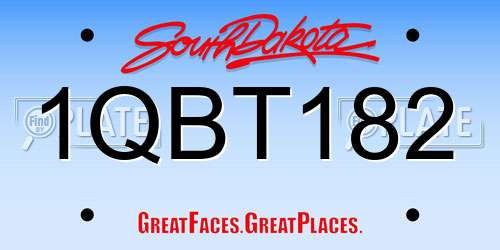 1QBT182 South Dakota License Plate