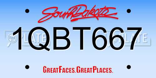 1QBT667 South Dakota License Plate