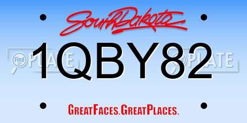 1QBY82 South Dakota License Plate