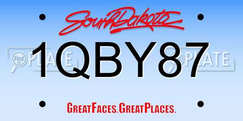 1QBY87 South Dakota License Plate
