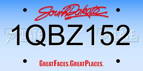 1QBZ152 South Dakota License Plate