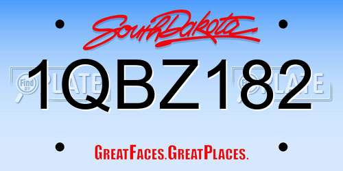 1QBZ182 South Dakota License Plate