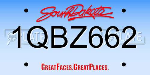 1QBZ662 South Dakota License Plate