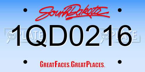 1QD0216 South Dakota License Plate