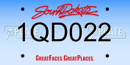 1QD022 South Dakota License Plate