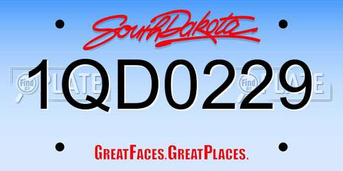 1QD0229 South Dakota License Plate