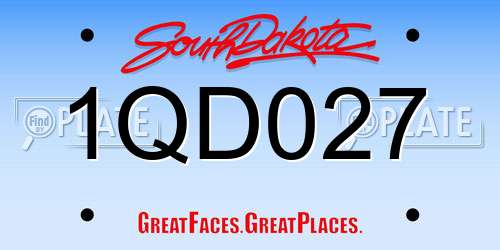 1QD027 South Dakota License Plate