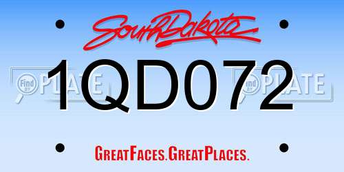 1QD072 South Dakota License Plate