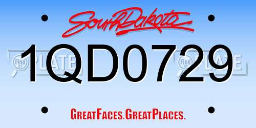 1QD0729 South Dakota License Plate