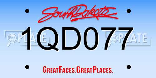 1QD077 South Dakota License Plate