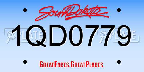 1QD0779 South Dakota License Plate