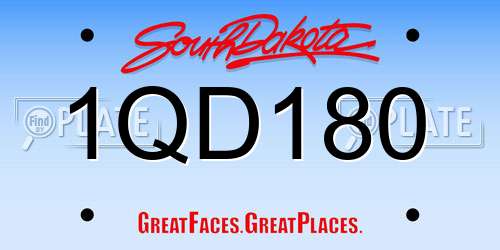 1QD180 South Dakota License Plate