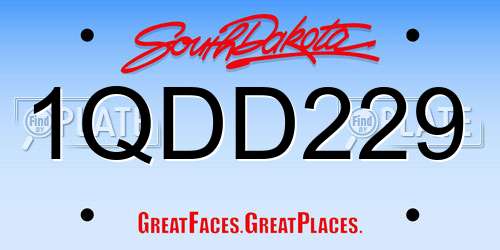 1QDD229 South Dakota License Plate