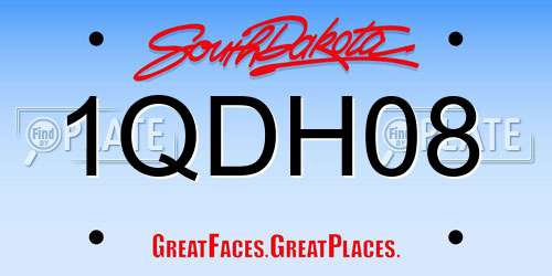 1QDH08 South Dakota License Plate