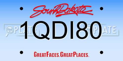 1QDI80 South Dakota License Plate