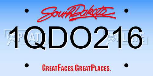 1QDO216 South Dakota License Plate