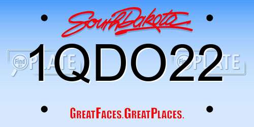 1QDO22 South Dakota License Plate