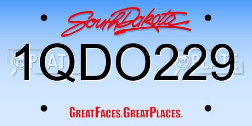 1QDO229 South Dakota License Plate