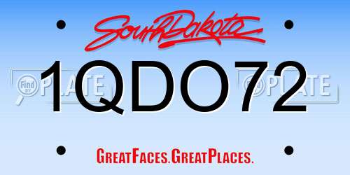 1QDO72 South Dakota License Plate