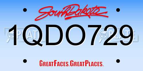 1QDO729 South Dakota License Plate