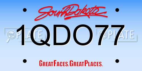1QDO77 South Dakota License Plate