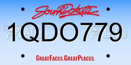 1QDO779 South Dakota License Plate