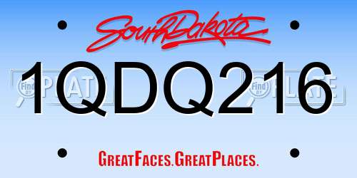 1QDQ216 South Dakota License Plate