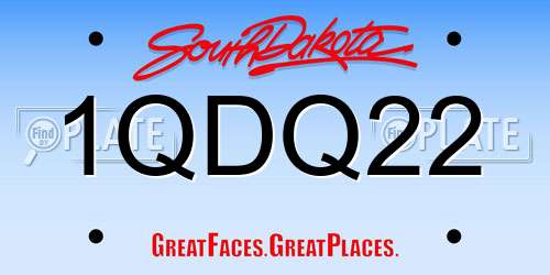 1QDQ22 South Dakota License Plate