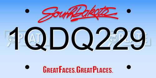 1QDQ229 South Dakota License Plate
