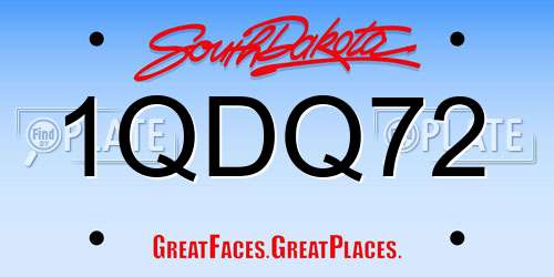 1QDQ72 South Dakota License Plate