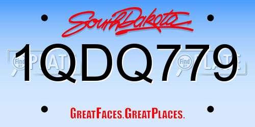 1QDQ779 South Dakota License Plate