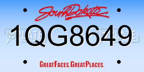 1QG8649 South Dakota License Plate