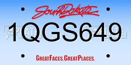 1QGS649 South Dakota License Plate