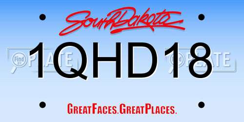 1QHD18 South Dakota License Plate