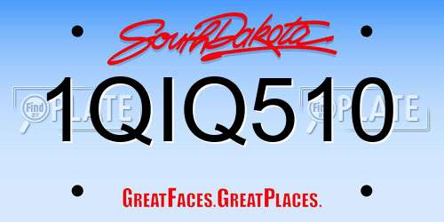 1QIQ510 South Dakota License Plate