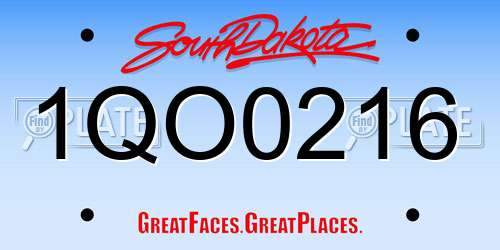 1QO0216 South Dakota License Plate