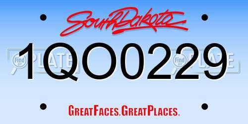 1QO0229 South Dakota License Plate
