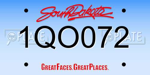 1QO072 South Dakota License Plate
