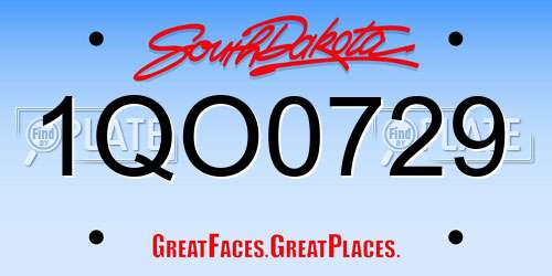 1QO0729 South Dakota License Plate