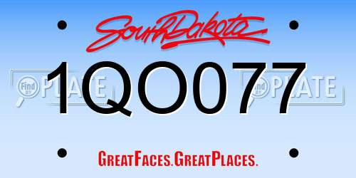 1QO077 South Dakota License Plate