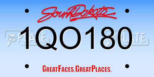 1QO180 South Dakota License Plate