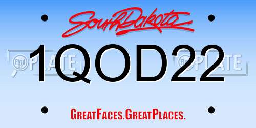 1QOD22 South Dakota License Plate