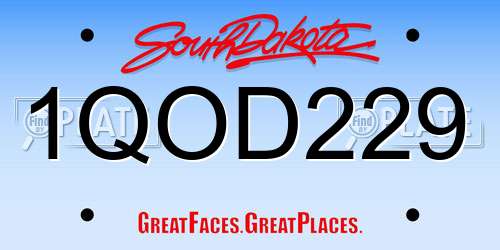 1QOD229 South Dakota License Plate