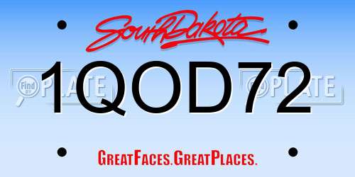 1QOD72 South Dakota License Plate
