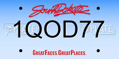 1QOD77 South Dakota License Plate