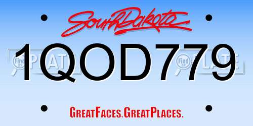 1QOD779 South Dakota License Plate
