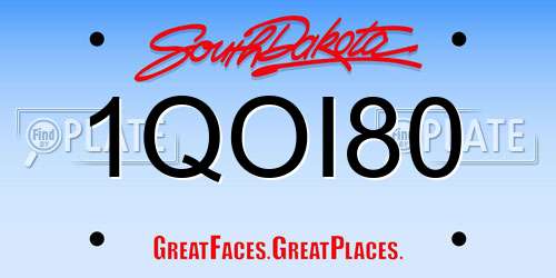 1QOI80 South Dakota License Plate